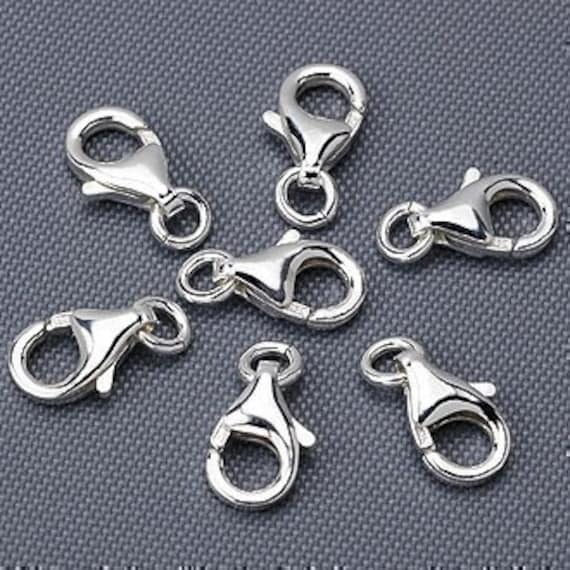 Silver Lobster Clasp, 6 pcs Sterling Silver Lobster Claw  Trigger Clasps -9mm