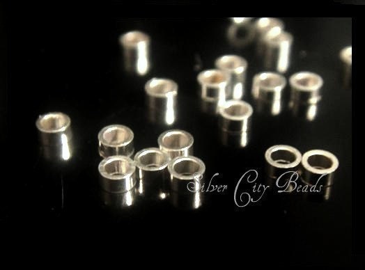 Silver Crimp Beads, 50 Sterling Silver Crimp Beads- 2x1mm