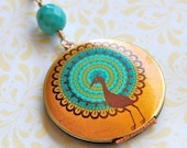 Peacock Locket Bohemian - Vintage