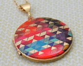 Vintage Locket Necklace Alyson Fox Original Artwork "Color Study II"