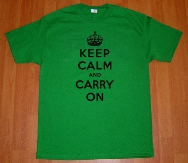 Keep Calm And Carry On MENS T-Shirt (Kelly Green- Black Ink) S, M, L, XL, XXL