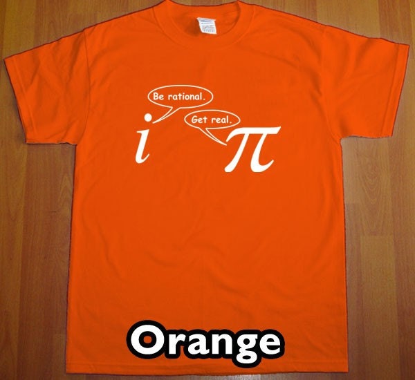 Be Rational Get Real MENS Funny Math Nerd T-Shirt (Orange- White Ink) S, M, L, XL, XXL