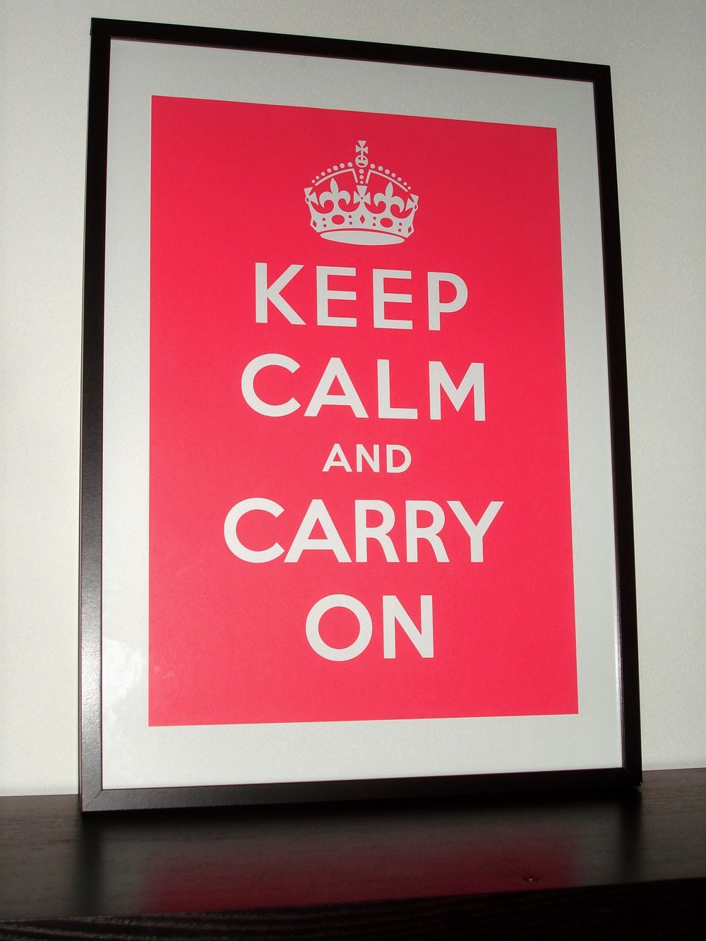 Keep Calm and Carry On (COASTAL CORAL) 16 x 23 Printed on Recycled Paper