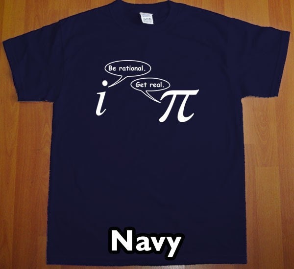 Be Rational Get Real MENS Funny Math Nerd T-Shirt (Navy Blue- White Ink) S, M, L, XL, XXL