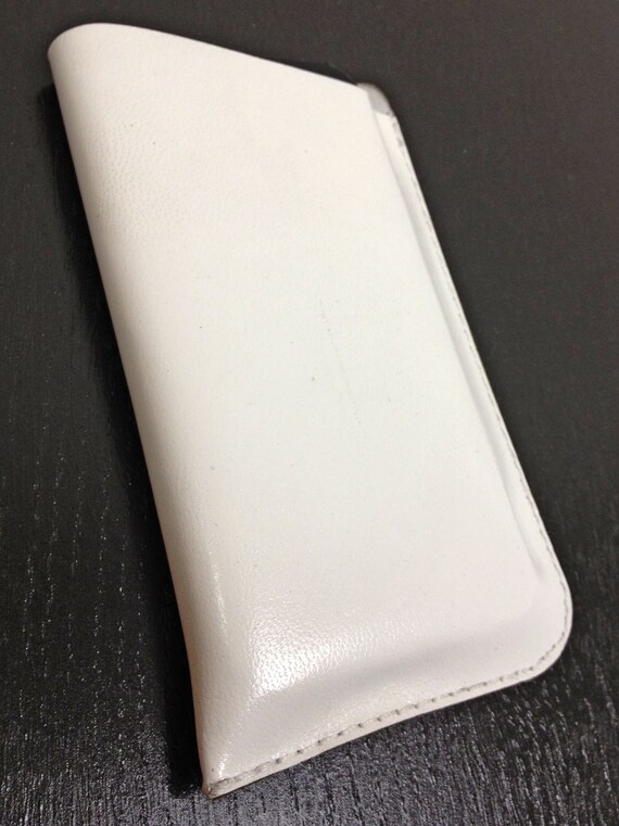 Handmade White Leather iPhone Case 3G/3GS/4/4S Cover iPod cozy sleeve pouch