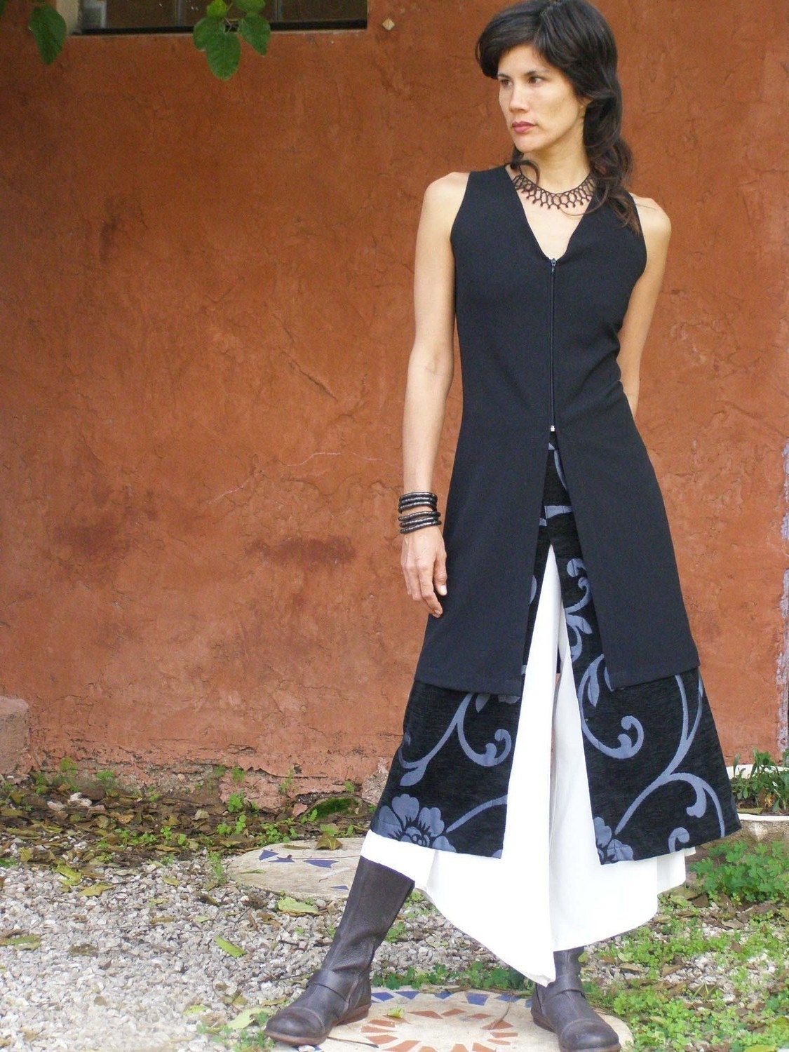ZIP TUNIC-womens tunic-Womens vest-Fall fashion-Womens tailored vest-Office fashion- plus size -Sleeveless Womens jacket in black