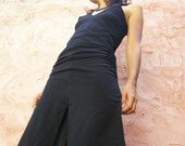 The black Chic slit tunic/dress-little black dress for women-fitted dress-black party dress - SHIHAR The black Chic slit tunic/dress-little black dress for women-fitted dress-black party dress - SHIHAR