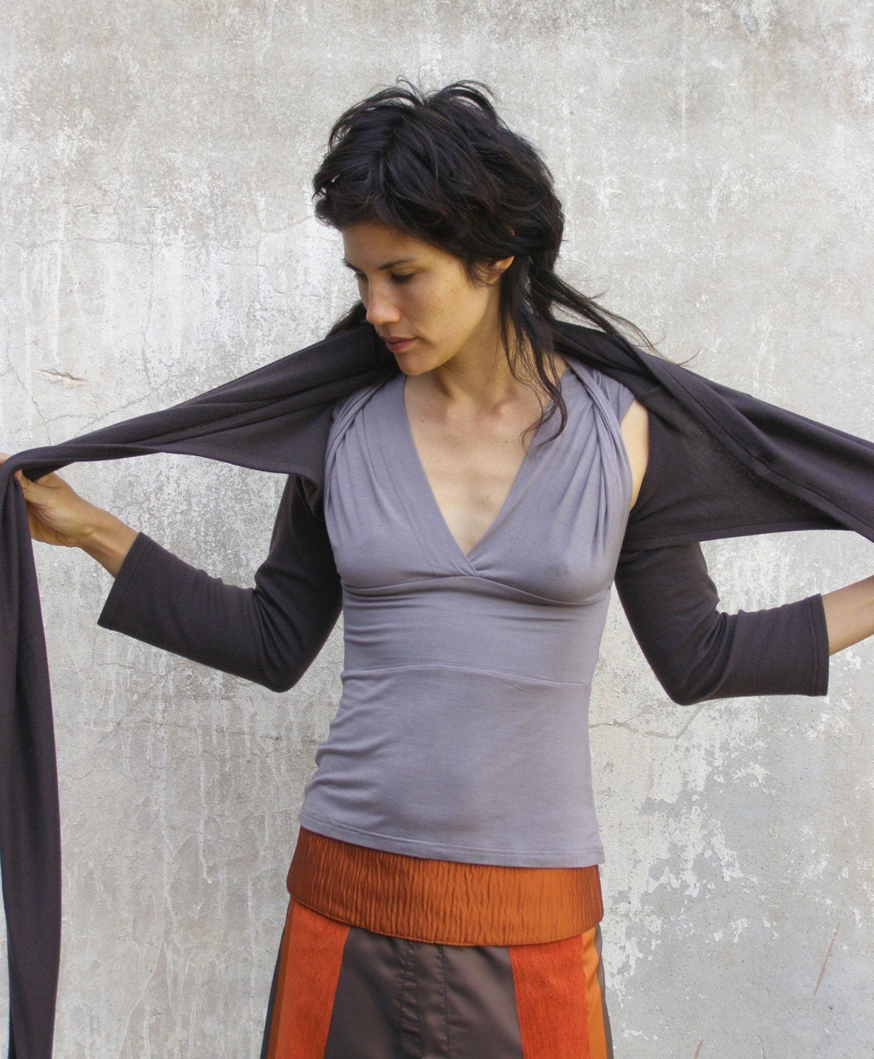 Womens  top/shirt-3 ways wrap top/shirt/cardigan denim blue- SNUGGLE UP TOP-Maternity top- midi/ long sleeves made to order-womens cardigan-