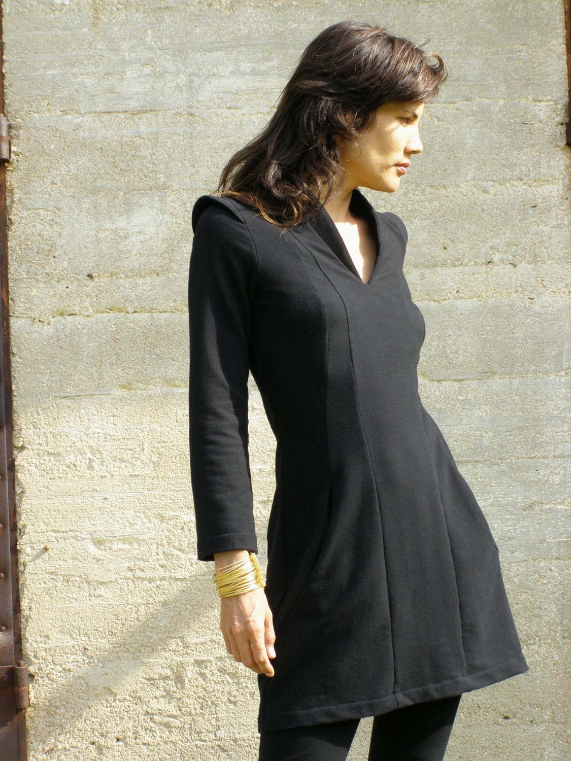 Zina's black  tunic-Womens sweater-Mini dress-long sleeved shirt/tunic/dress