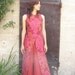 Tailored elegant women's dress-The WOMAN WARRIOR dress-Evening wear-Floral Womens tailored dress in red&orange -Maxi dress-custom order
