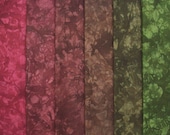 Hand Dyed Fabric, FOREST FLOOR medley, Cotton Quilt Fabric, 6 Fat Quarters in Deep Earth Tones