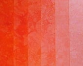 Hand Dyed Cotton Quilt Fabric, POPSICLE ORANGE  gradation, 6 Fat Quarters in Neon Orange