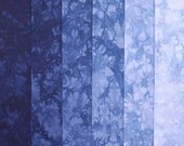 Hand Dyed Cotton Quilt Fabric, NAVY Gradation, 6 Fat Quarters in Denim Blues