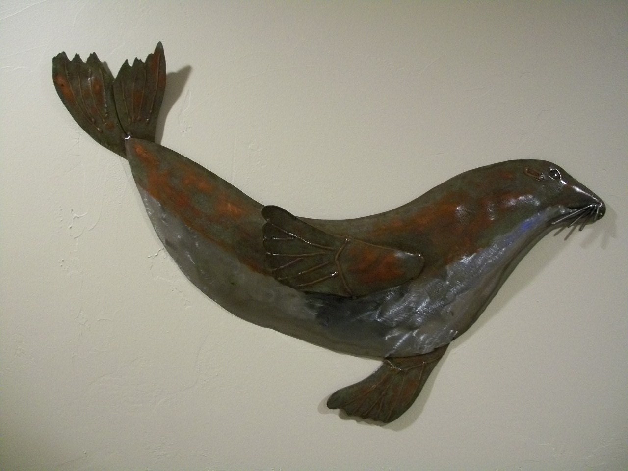 Fur Seal Metal  Wall Sculpture Lodge Coastal  Cottage Coastal Ocean Beach Art
