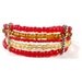 Multi Strand Womens Beaded Bracelet Red and Brown OOAK