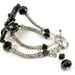 Silver and Black Bracelet, Crystal Beaded Bracelet, High Fashion Jewelry, Double Strand Bracelet