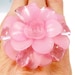 Large Cocktail Ring Pink Flower Stretchy Band Womens