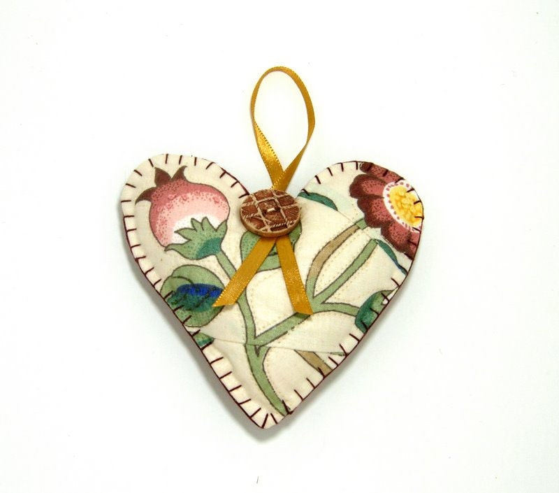 Floral Quilted Heart Ornament