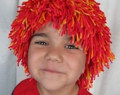 Red orange and yellow yarn hair wig for Kids Halloween costume, Dress-up Party or daily fun play pretend Clown