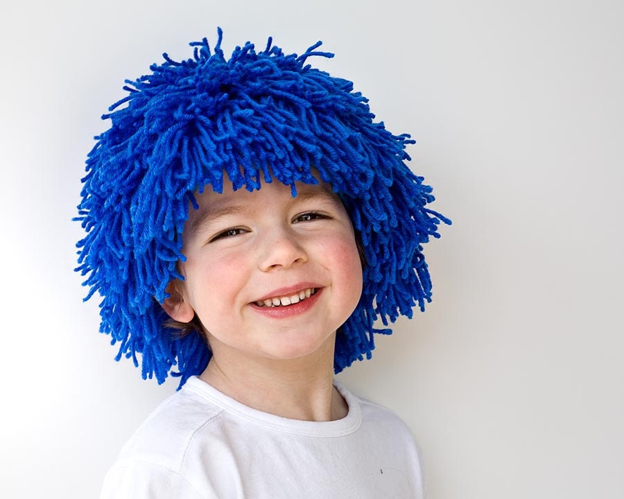 Blue Costume Yarn wig for party costume, play pretend dress up or halloween outfit