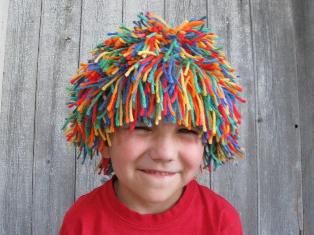 Children Yarn wig for Halloween costume, Party or daily fun play pretend multicolor Clown