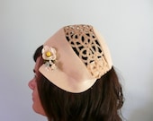 1950s hat Vintage  // cream woven bridal
