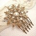Bridal hair comb, vintage style hair comb, antique brass filigree with Swarovski golden shadow crystals, wedding hair comb, fascinator