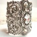 Bridal cuff bracelet, wedding bracelet, wedding jewelry, antique silver, vintage style bracelet, Swarovski crystals, Dramatic, wide bracelet