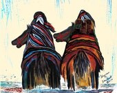 Native Americans On Horses Southwest Watercolor Painting Giclee Print Wall Decor Digital Print 8 x 10