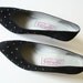 1980s Pappagallo black suede studded pumps / size 6