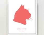 Modern Pet Portrait Custom Silhouette Black and White or Color Print 8x10 - Custom Personalized Dog or Cat Art - Great gift for pet lovers