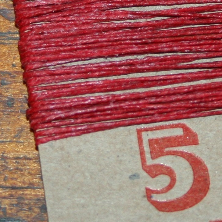 5 yards RED waxed Irish linen thread