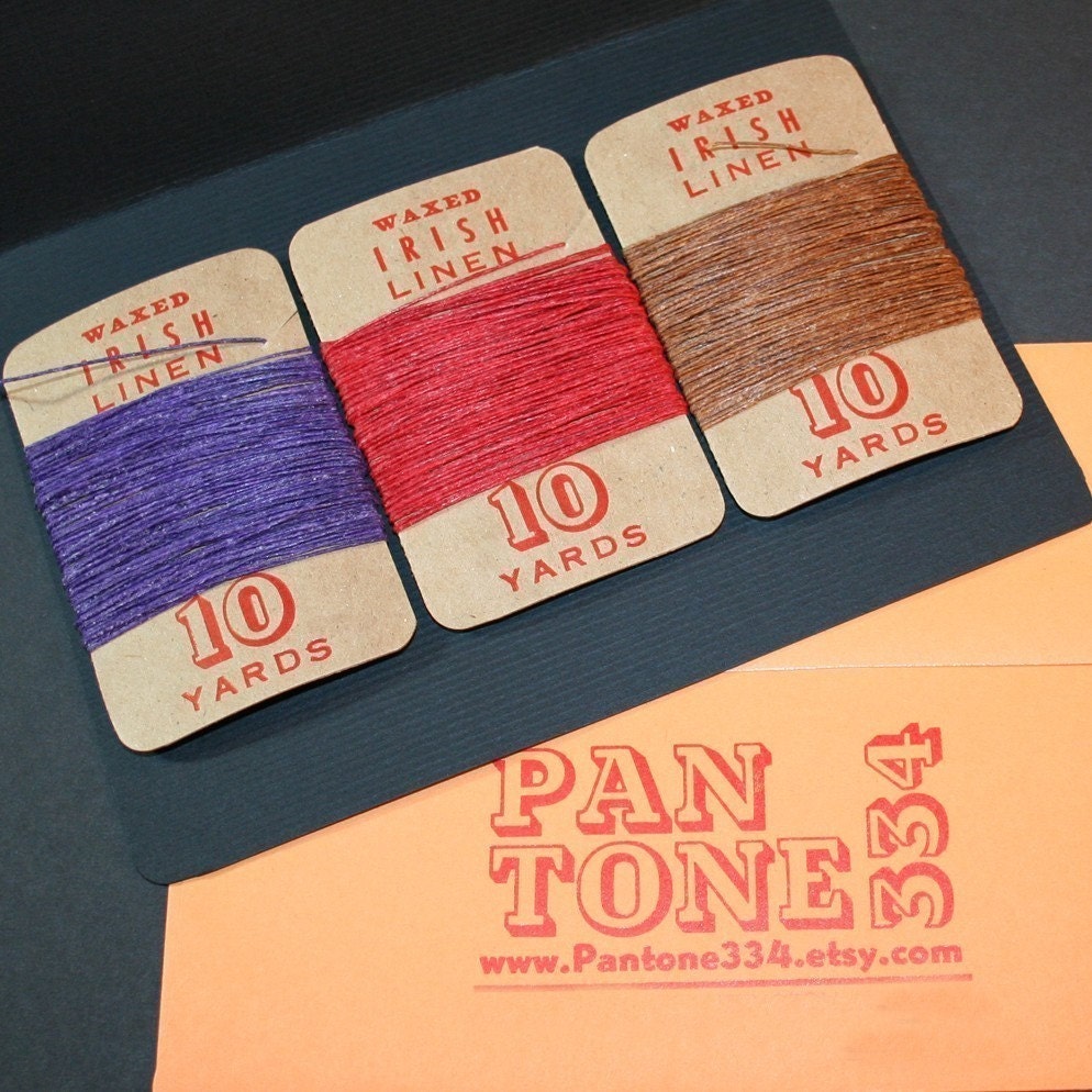 30 yards, YOU PICK COLORS, waxed irish linen set of 3