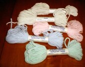 5 Skein Plastic Canvas Tapestery Yarn Bucilla and Sultana White / Pink / Blue / Green