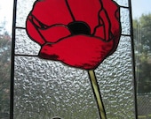 Stained Glass Panel - Red Poppy