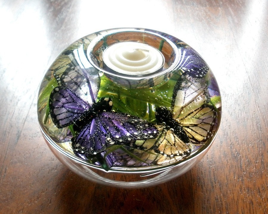 Mothers Day SALE- Purple Butterfly Candle Holder