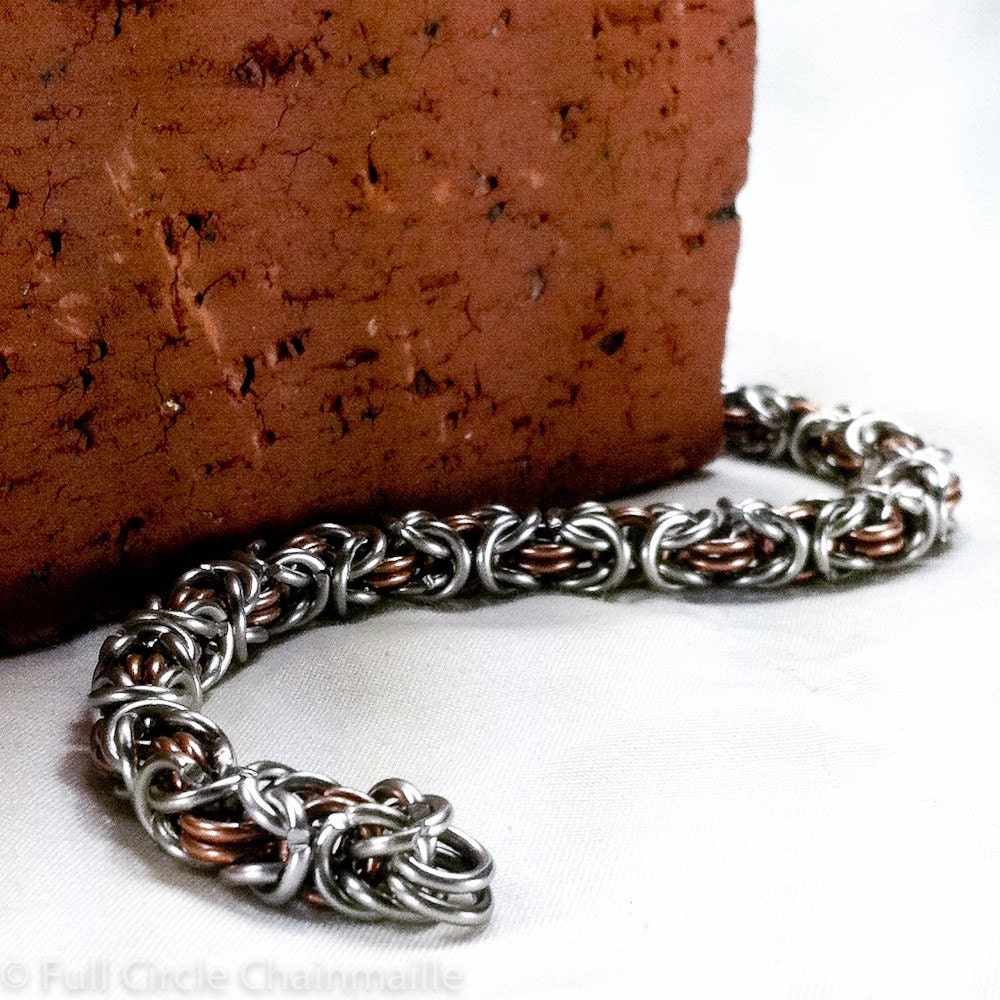 Stainless Steel and Copper - Byzantine Chainmaille Bracelet