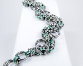 Chainmaille Bracelet - Green Byzantine Snake Style