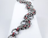 Chainmaille Bracelet - Red Byzantine Snake Style