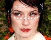 Snow Queen Costume Mask w/ Swarovski Pearls & French Netting - by Moonshine Baby