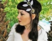 Drayad - Laurel Leaf Crown In Silver Shimmering Beads - by Moonshine Baby