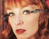 Siren - Exotic Peacock Feather Eyelashes w/ Swarovski Crystals - By Moonshine Baby