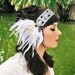 Zelda - White Peacock Flapper Headband in Silver & White w/ Faux Diamonds - by Moonshine Baby