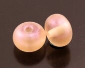 Lampwork Beads Purple Pixie Dust Rose Pink Rondelle Handmade Earring Pair Heather Behrendt (1335) BHV SRA LETeam