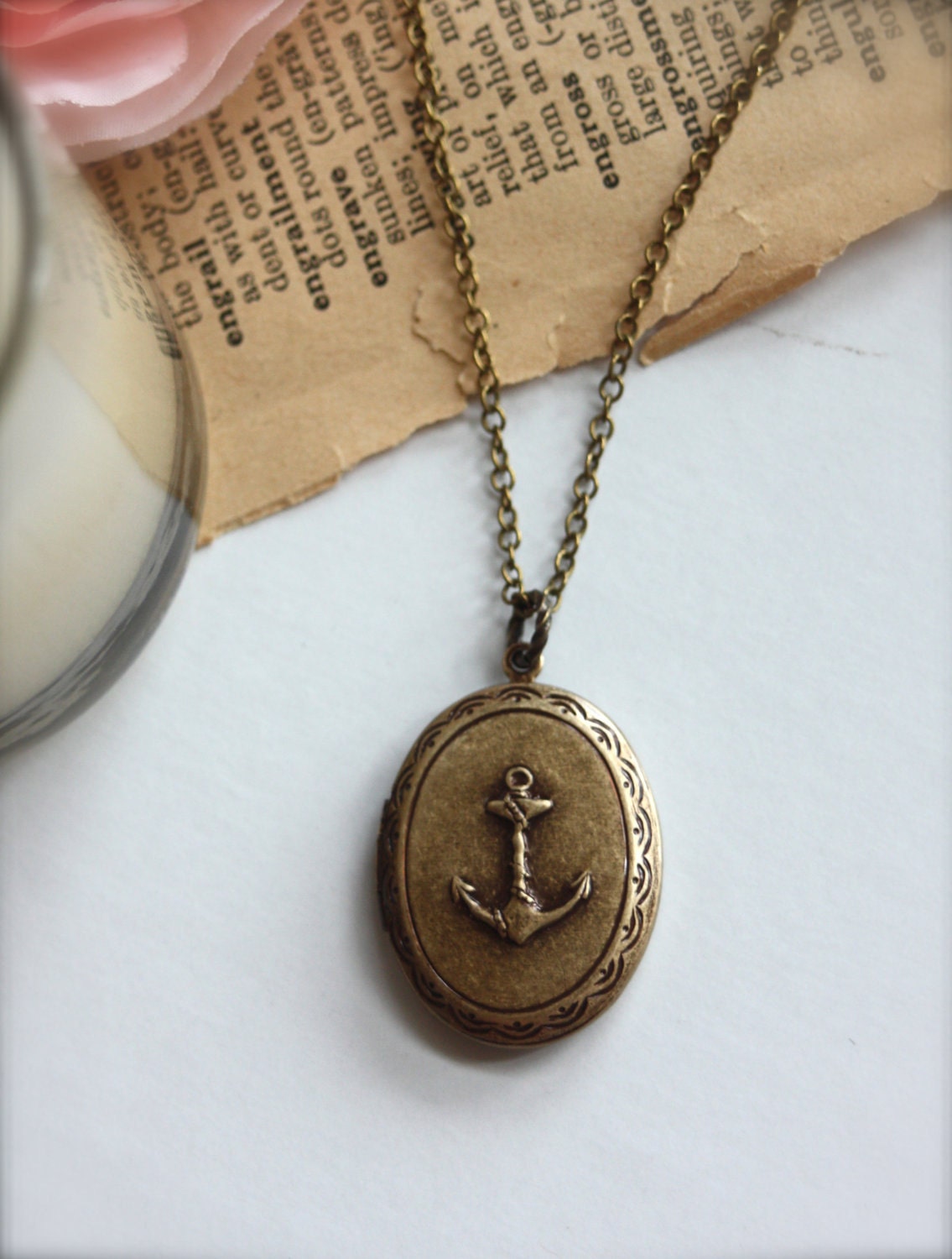 A Nautical Sailor Girl Locket Necklace. Vintage style, ships, sailors. For Wife. Sail The World. Navy. For Daughter. Unisex. Deployment.