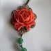 A Coral Color Rose Flower, Aventurine Gemstone Beads, Oxidized Branch, Flying Swallow, Necklace.  Holiday Gifts For Her. Bridesmaid Gifts.