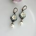 Spring First Love Earrings. A Vintage Style Soft Dusty Grey Blue, Cream Pansy Flower, Ivory Peal Drop Earrings. Bridesmaids Gifts. Wedding.