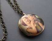 A Soldier In Love Photo Locket Necklace - Antique Brass Chain - The Vintage Lovers
