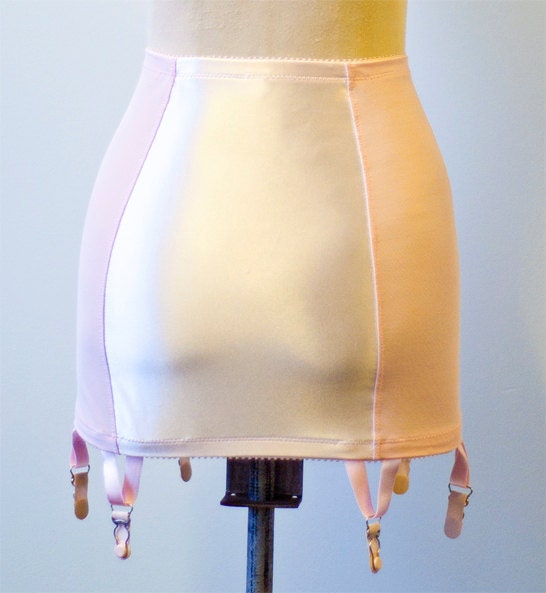 Pin-Up Girdle Garter Skirt Cotton Candy Pink Lacy Vintage Style Open Bottom