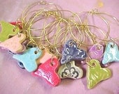 50 Wedding Favors Wine Charms Hearts Drink Marker Clay Tags MADE to ORDER Red Lime Aqua Purple Peach Blue Cobalt Blue Favors